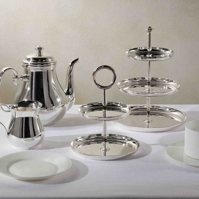 christofle vertigo cake stand 2 tier silver plated