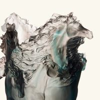 daum horses vase medium grey limited edition