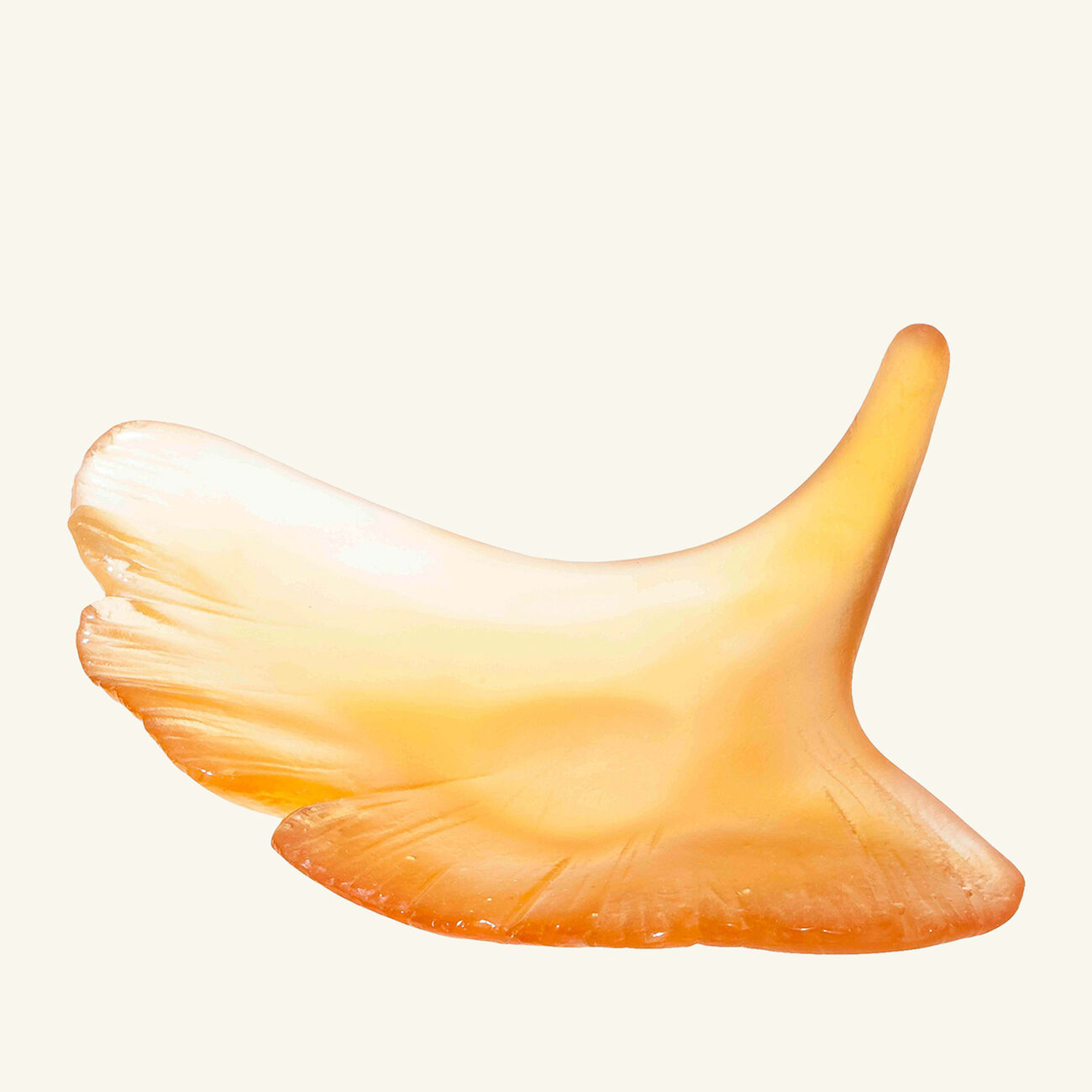 daum ginkgo leaf figurine mini yellow