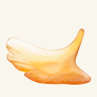 daum ginkgo leaf figurine mini yellow