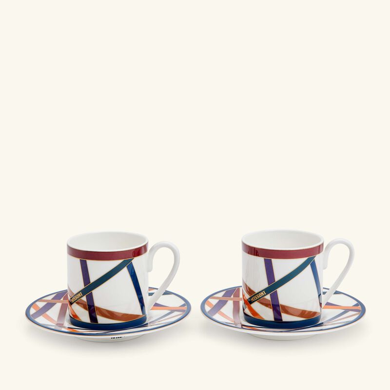 Nastri Coffee Cup & Saucer Pattern Set Of 2 missoni home nastri coffee cup saucer pattern set of 2
