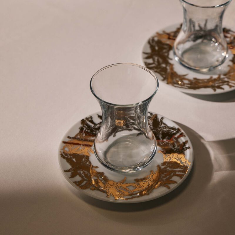 silsal tamrah by razan alazzouni palm arabic tea cup   saucer gold set of 2