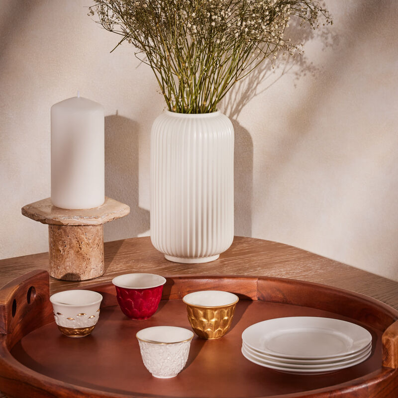 villari peacock arabic coffee cup red