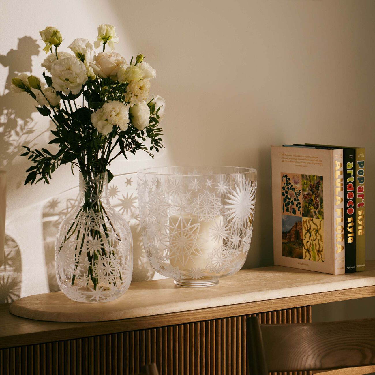 روكل وعاء كراكاتيت من الكريستال الشفاف   31 سم