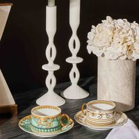 فيرساتشي طقم من 6 فناجين للشاي فيرتوس جالا مع صحونها باللون الأبيض