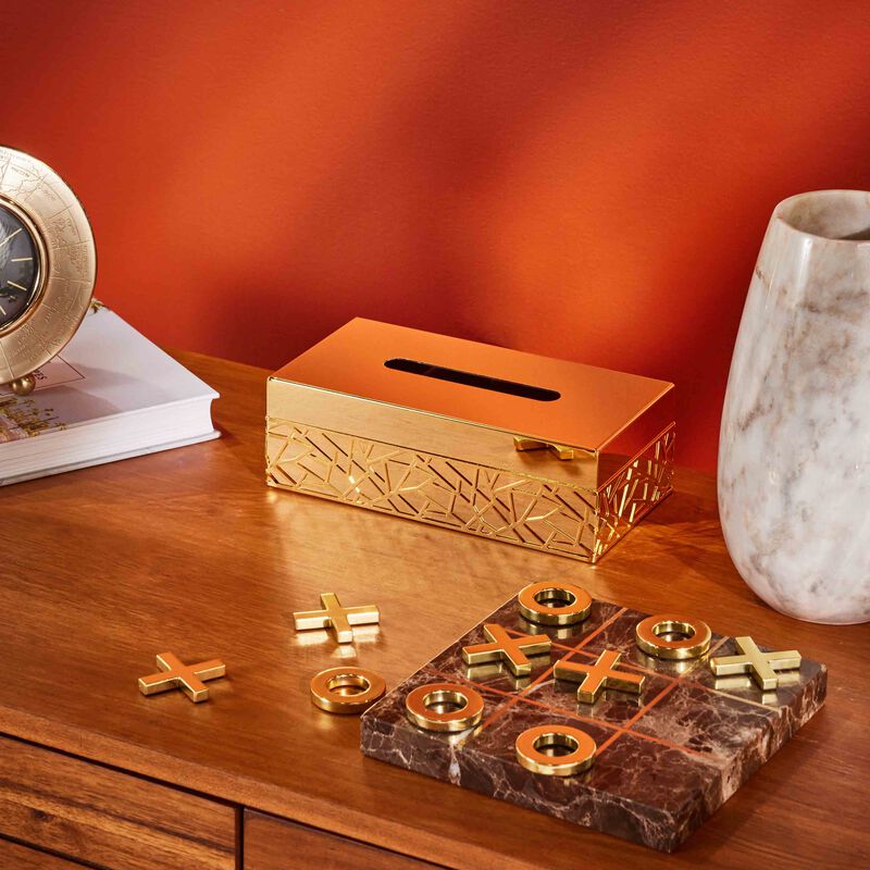 فيلاري علبة المناديل هيرويتو مستطيلة باللون الذهبي