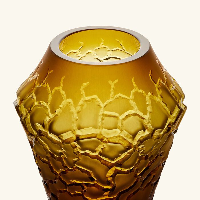lalique terramineral caldera vase round small yellow