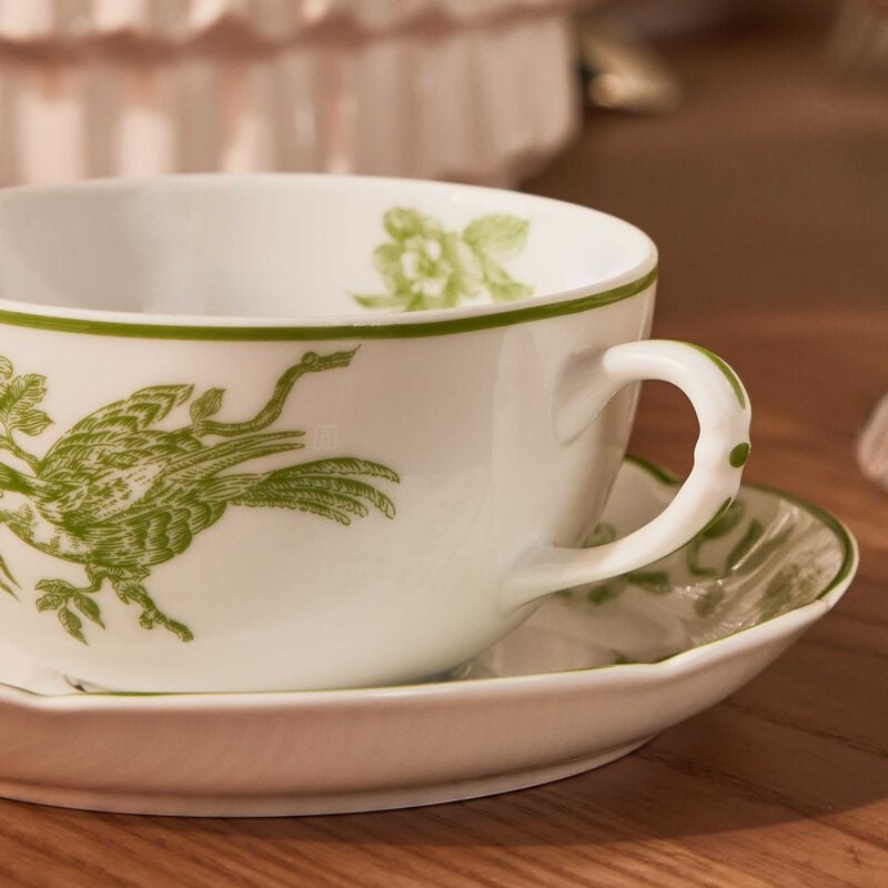 bernardaud albertine tea cup   saucer green set of 2