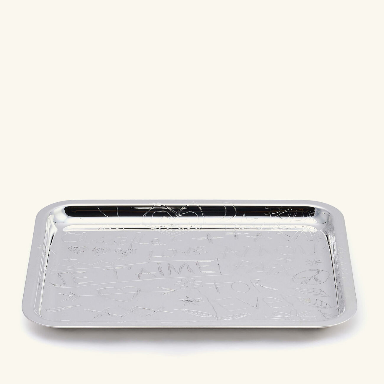christofle graffiti serving tray rectangular small silver plated