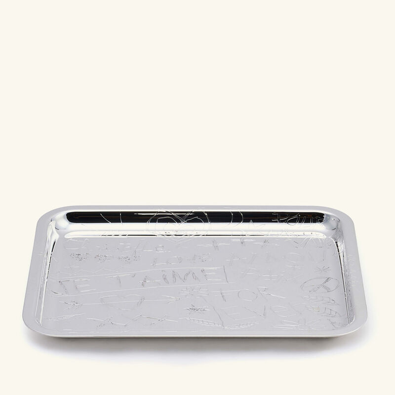 christofle graffiti serving tray rectangular small silver plated