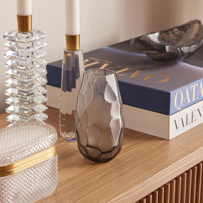 lalique terramineral silex vase small grey