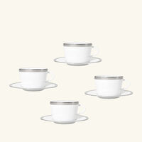 Maille Platine Moka Tea Cup & Saucer Set Of 4 White bernardaud maille platine moka tea cup saucer set of 4 white