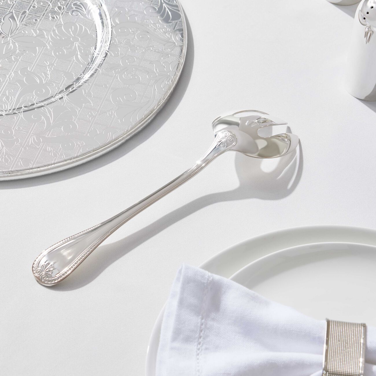 christofle malmaison salad serving fork silver plated