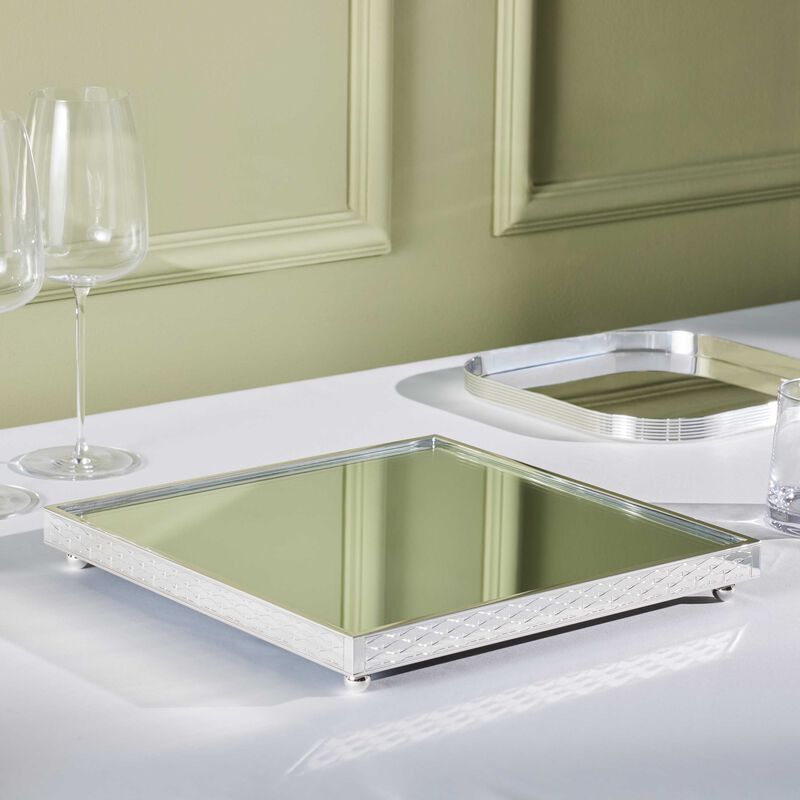 Sève D'argent Serving Tray Square Medium Silver Plated christofle s ve d argent serving tray square medium silver plated