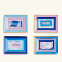 Scala Trinket Tray Rectangular Small Blue Set Of 4 jonathan adler scala trinket tray rectangular small blue set of 4