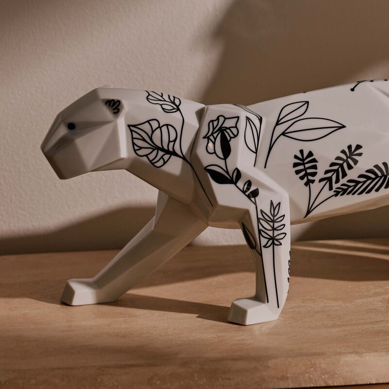 lladro jungle panther sculpture large white