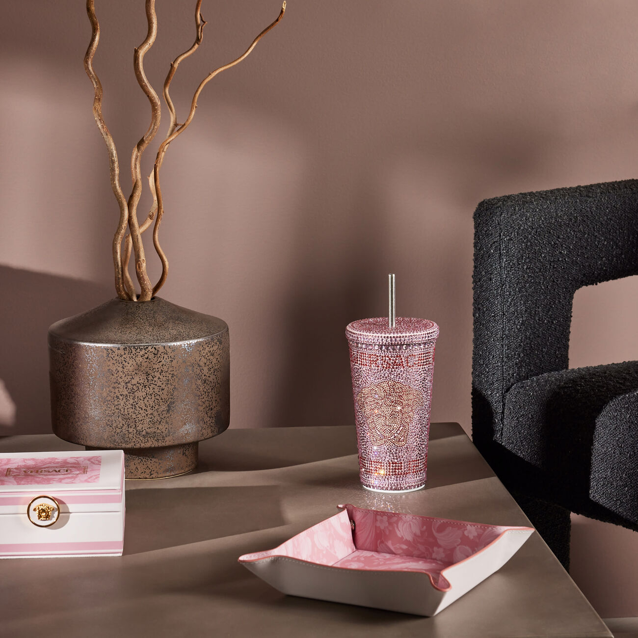 Medusa Crystal Travel Cup Pink versace medusa crystal travel cup pink