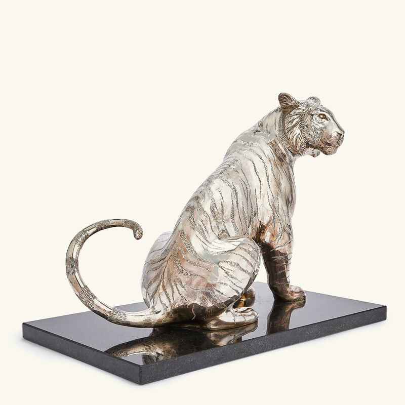 Sitting Tiger Sculpture Medium Sterling Silver christofle sitting tiger sculpture medium sterling silver
