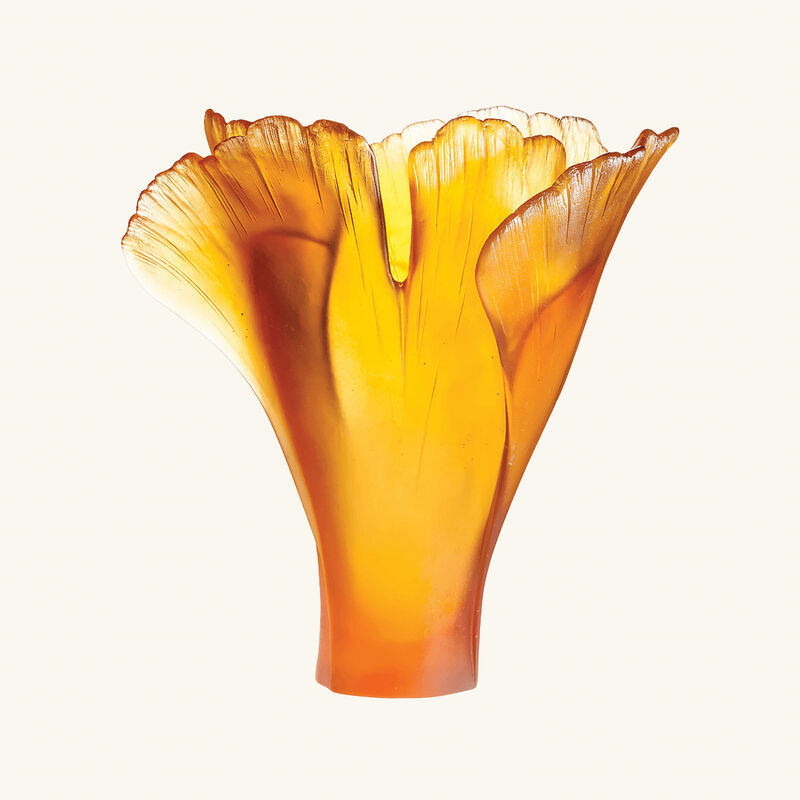 Ginkgo Vase Medium Yellow daum ginkgo vase medium yellow