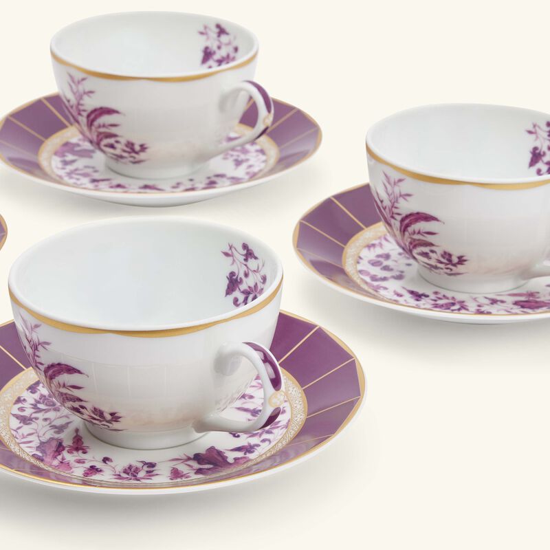 bernardaud tea cup   saucer pink set of 4