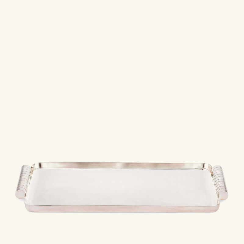 رالف لورين هوم صينية الضيافة مونتجمري مستطيلة كبيرة مطلية بالفضة