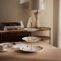 bernardaud aux oiseaux cake stand 3 tier gold