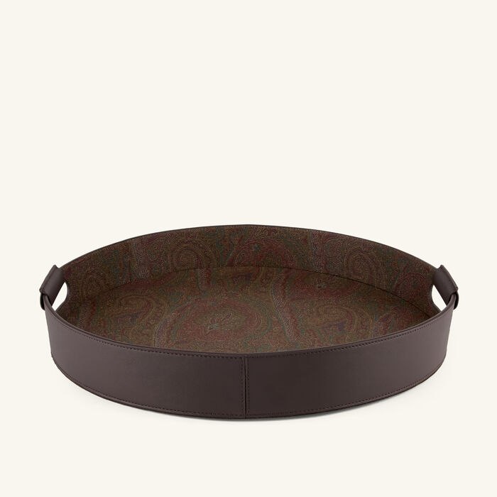 etro arnica serving tray round brown 43cm