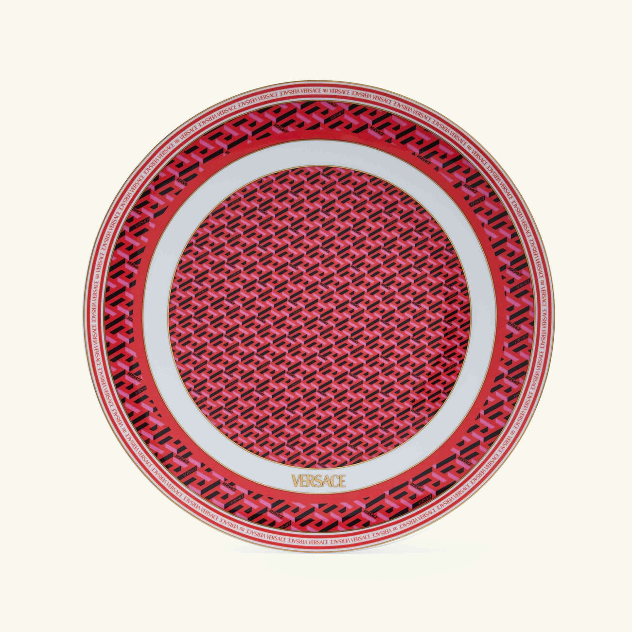 versace la greca signature charger plate round red 33cm