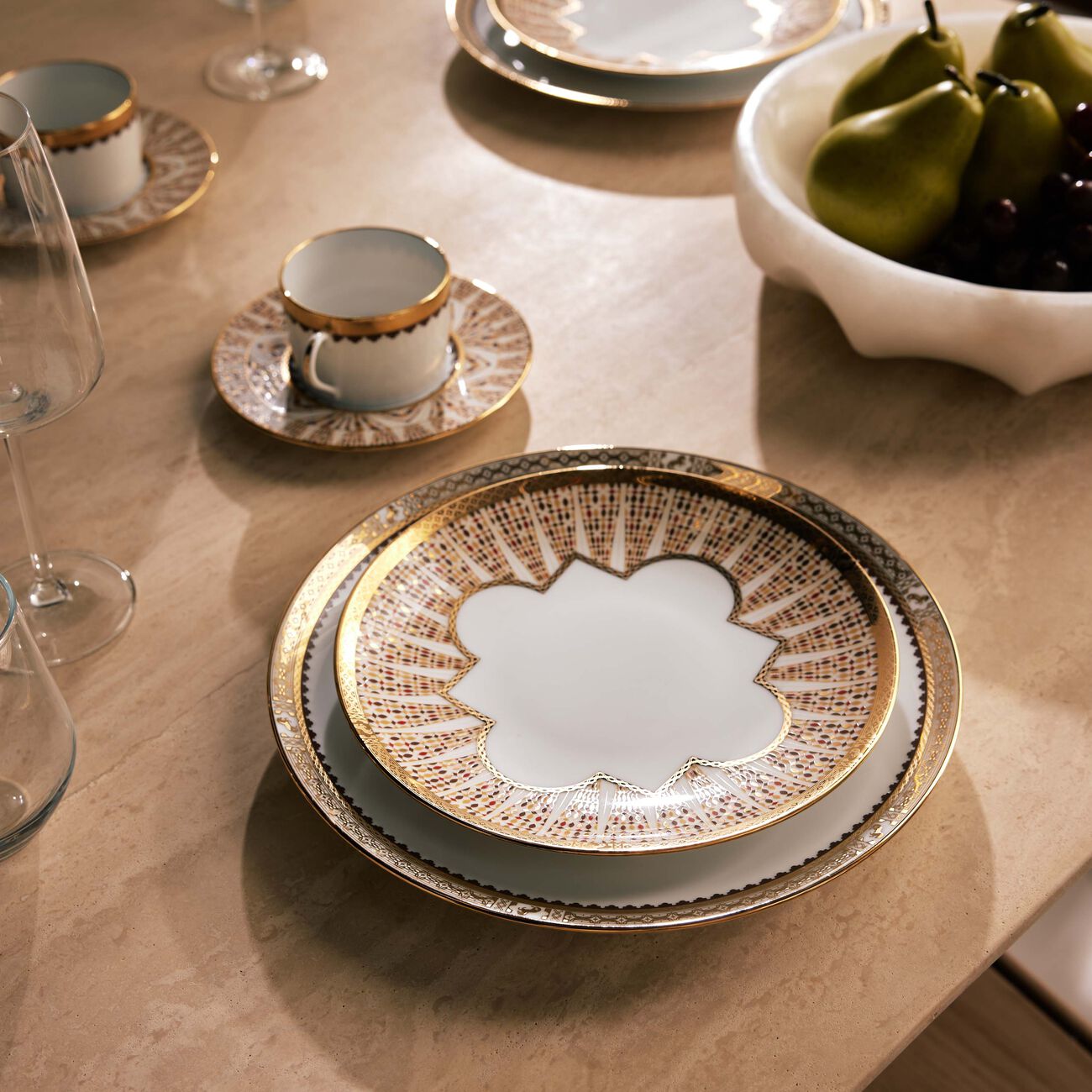 haviland cavalier dessert plate round gold 22cm set of 2