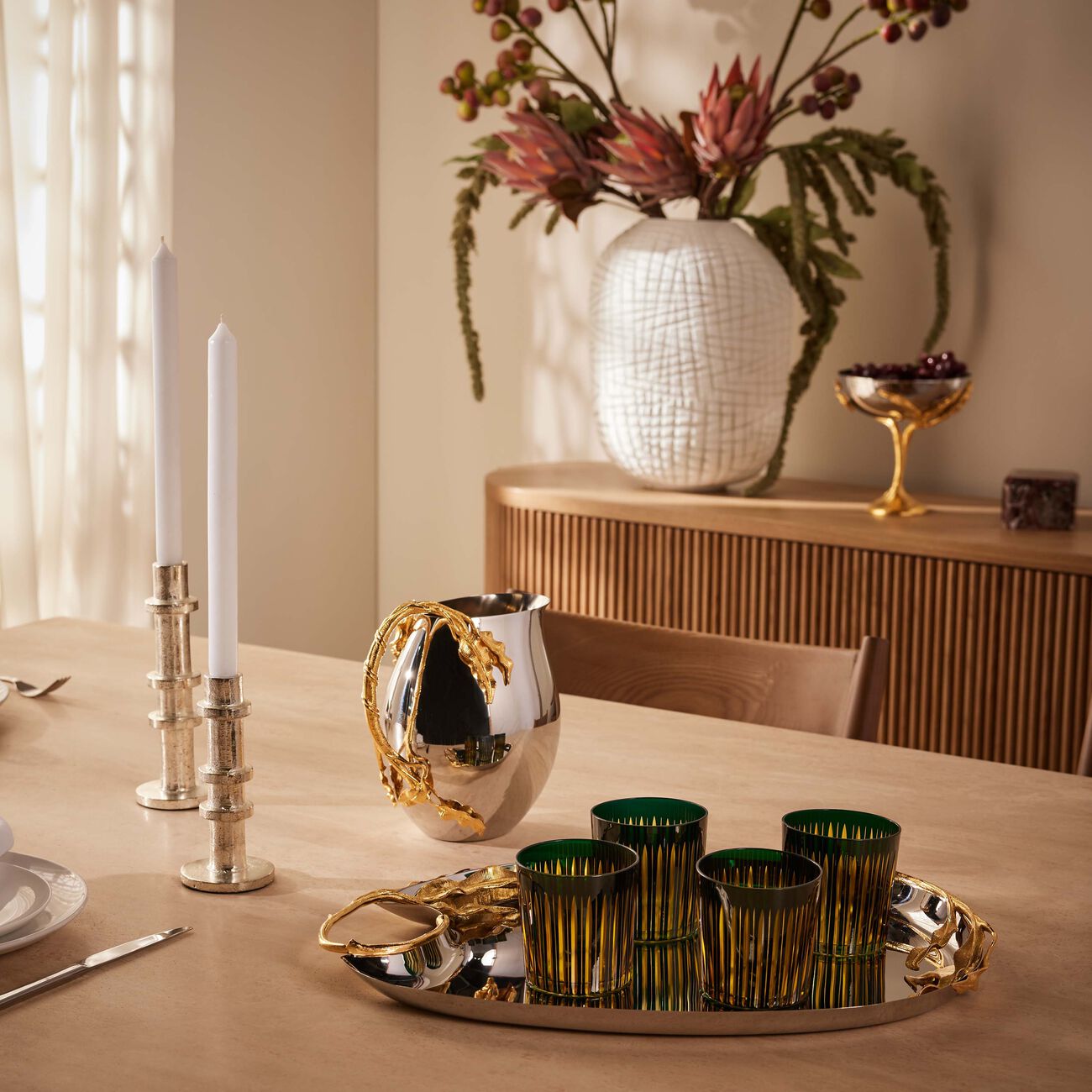 لوبجيه طقم بريزم المؤلف من 4 كؤوس مزدوجة كلاسيكية الطراز باللون الأخضر