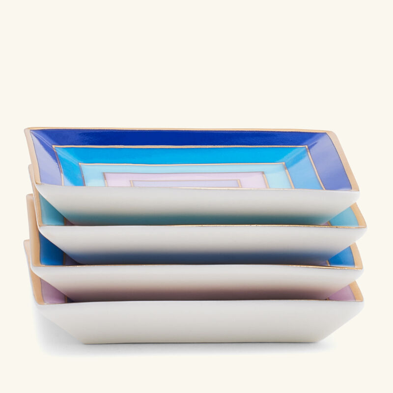 Scala Trinket Tray Rectangular Small Blue Set Of 4 jonathan adler scala trinket tray rectangular small blue set of 4