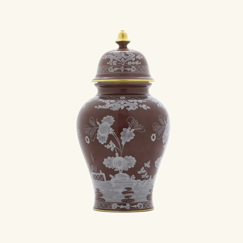 Oriente Italiano Potchie Vase with Cover Large Brown ginori 1757 oriente italiano potchie vase with cover large brown