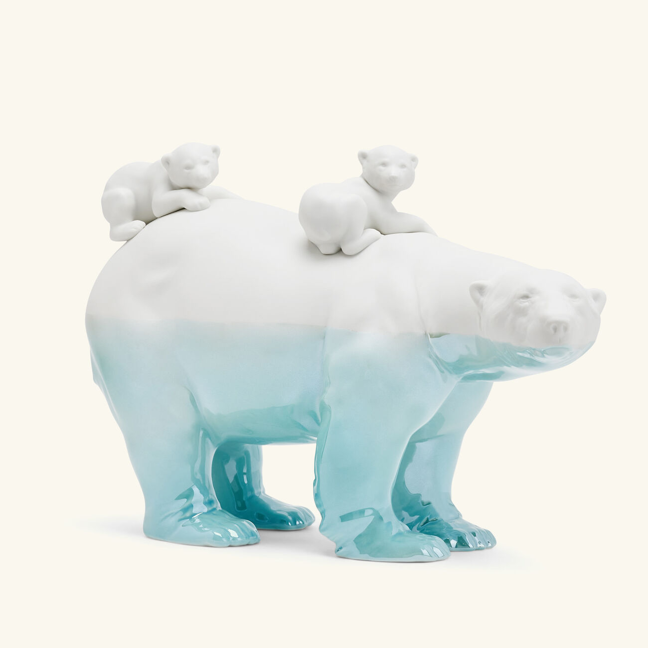 lladro underwater mummy bear and babies sculpture medium white