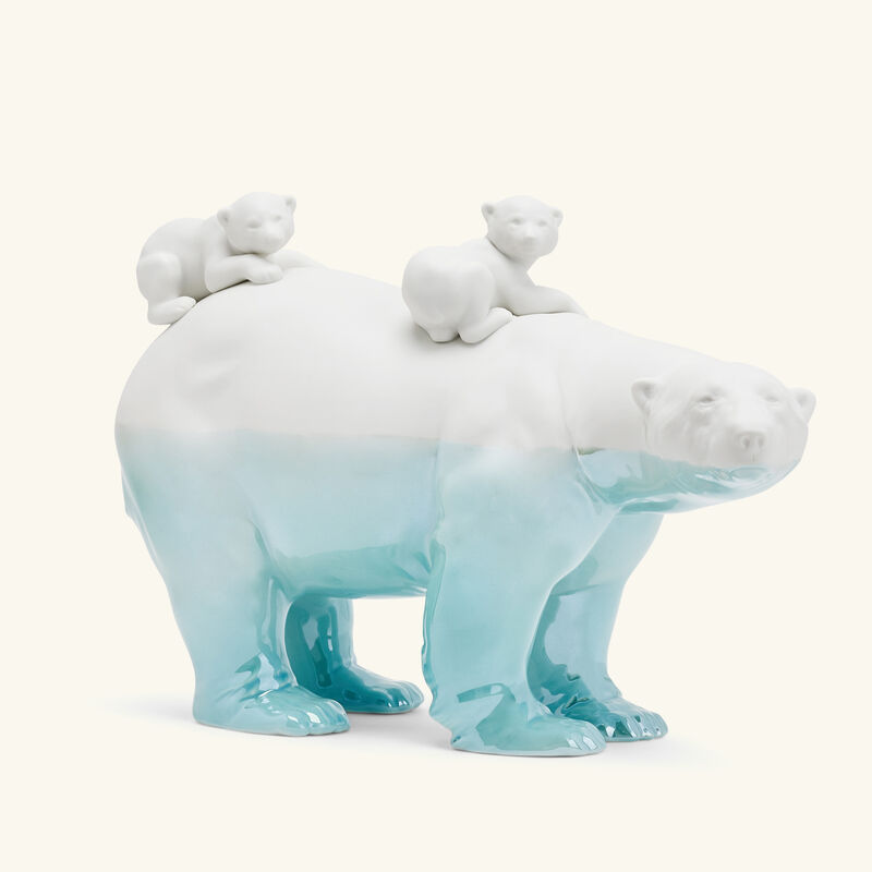 lladro underwater mummy bear and babies sculpture medium white