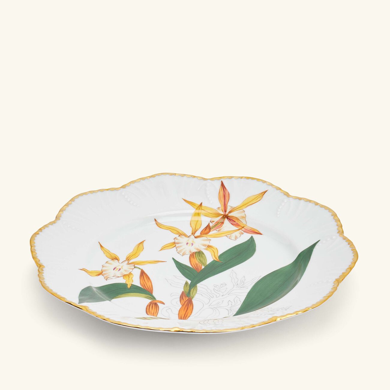 pinto paris histoires d orchidees dinner plate round yellow 26cm