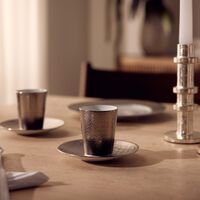 طقم ديفاين مؤلف من فنجانين للقهوة مع صحنيهما باللون الفضي برناردو طقم ديفاين مؤلف من فنجانين للقهوة مع صحنيهما باللون الفضي