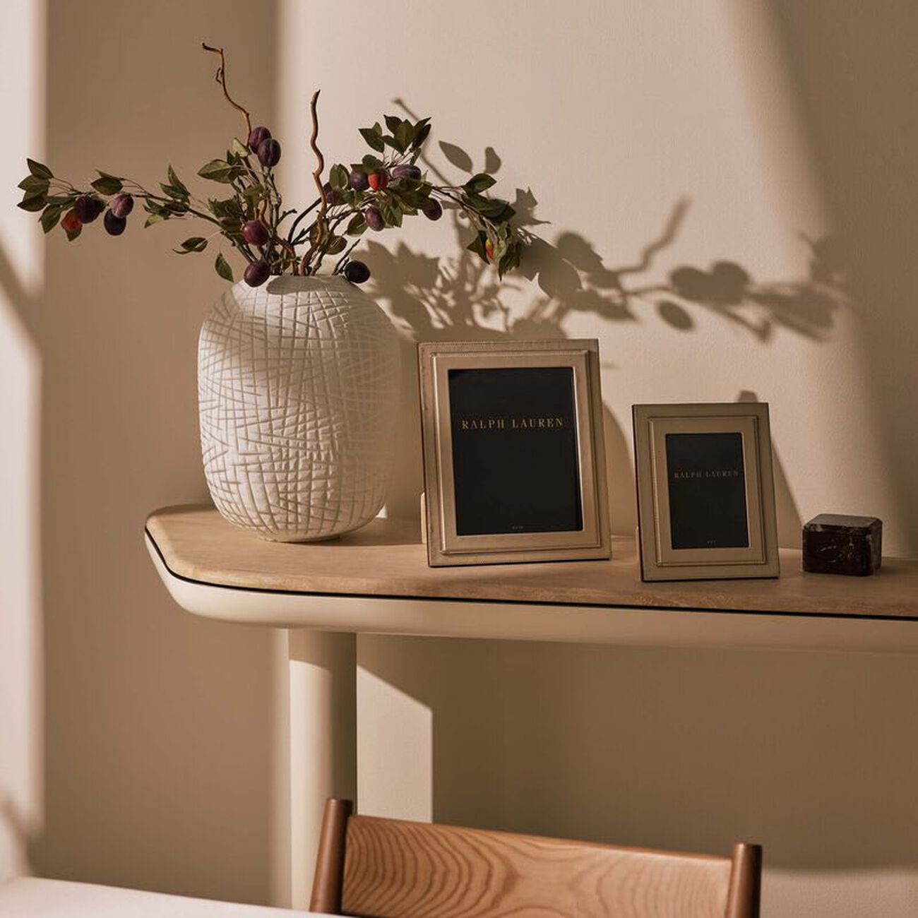 ralph lauren home brennan leather frame white 13x18 cm