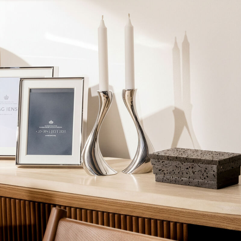 Cobra Candleholder Silver Medium Set Of 2 georg jensen cobra candleholder silver medium set of 2