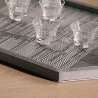 دملاج صينية الضيافة حياة فضيّة اللون بتصميم مستطيل 49   34 سم