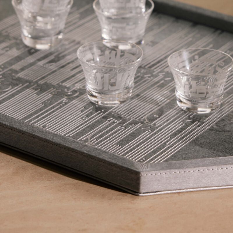 دملاج صينية الضيافة حياة فضيّة اللون بتصميم مستطيل 49   34 سم