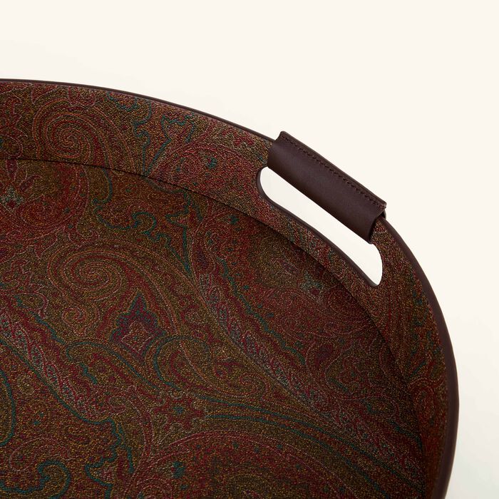 etro arnica serving tray round brown 43cm