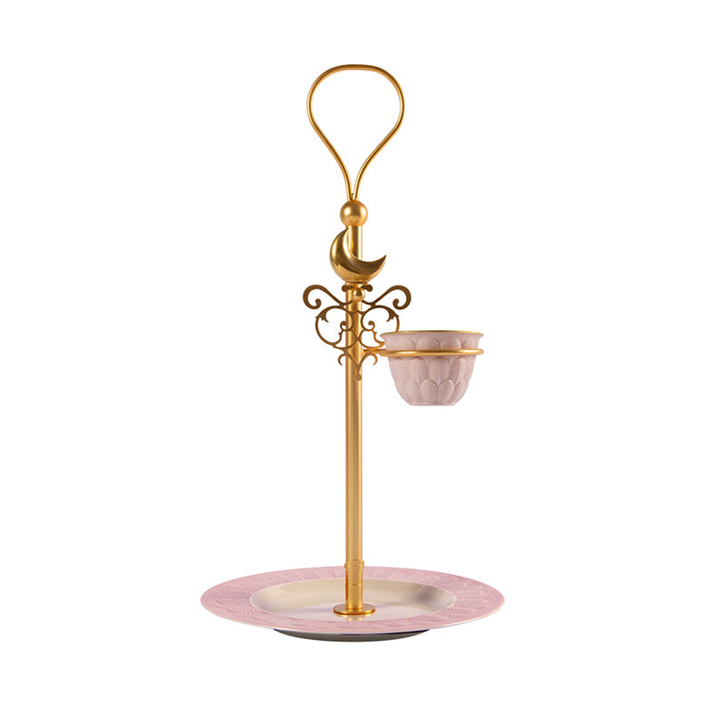 Peacock Extravaganza Gold & Lilac Tier Cookie Stand & Coffee Cup Holder, large