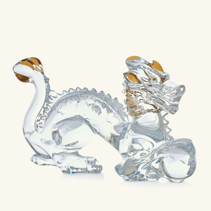 باكارا منحوتة زودياك على شكل تنّين صغيرة جدًا باللون الذهبي