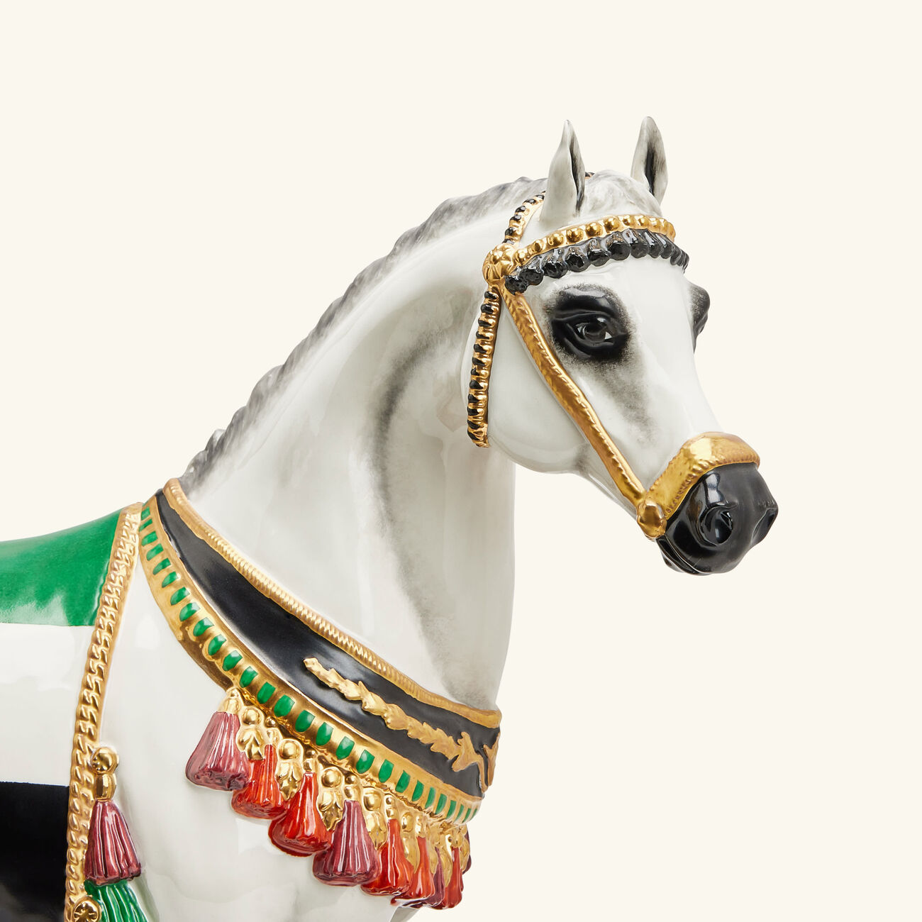 Al Rammah UAE Flag Arabic Horse Sculpture White villari al rammah uae flag arabic horse sculpture white