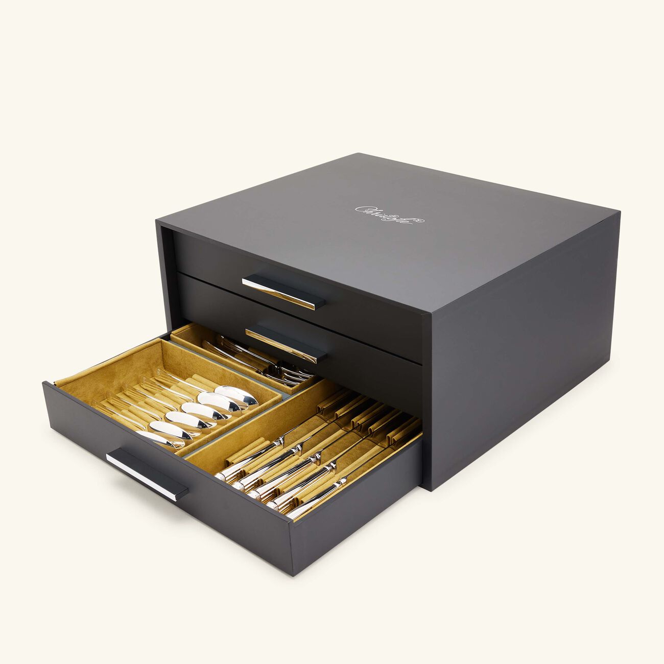 christofle aria flatware set for 12 people 75 pieces silver plated