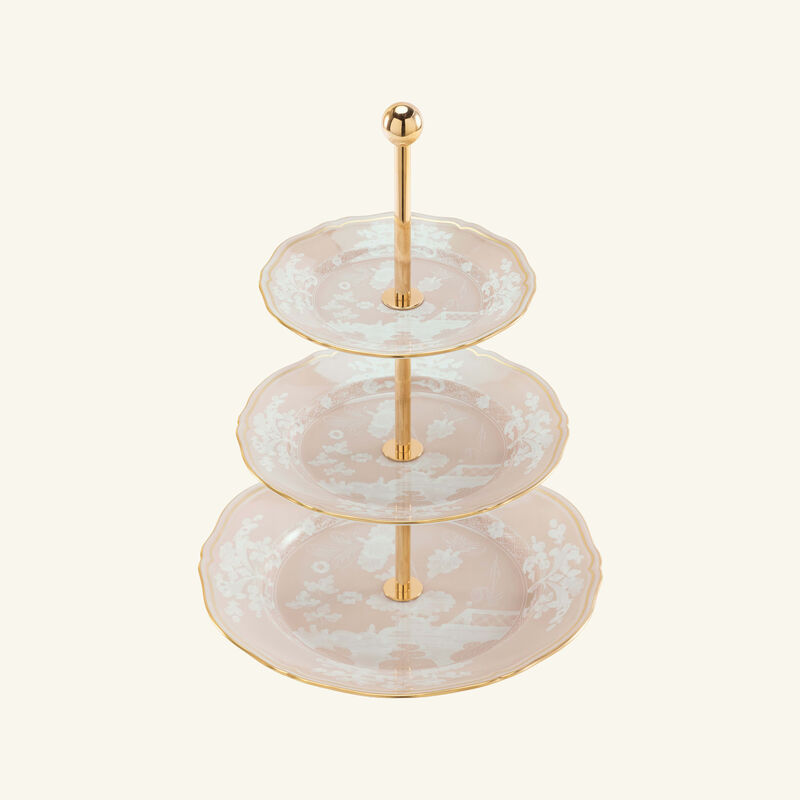 ginori 1773 oriente italiano 3 tier meringa cake stand beige