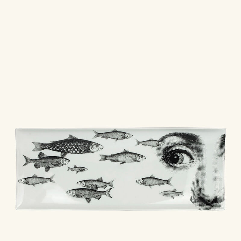 Tema e Variazioni no.392 Tray Rectangular Small Grey fornasetti tema e variazioni no 392 tray rectangular small grey