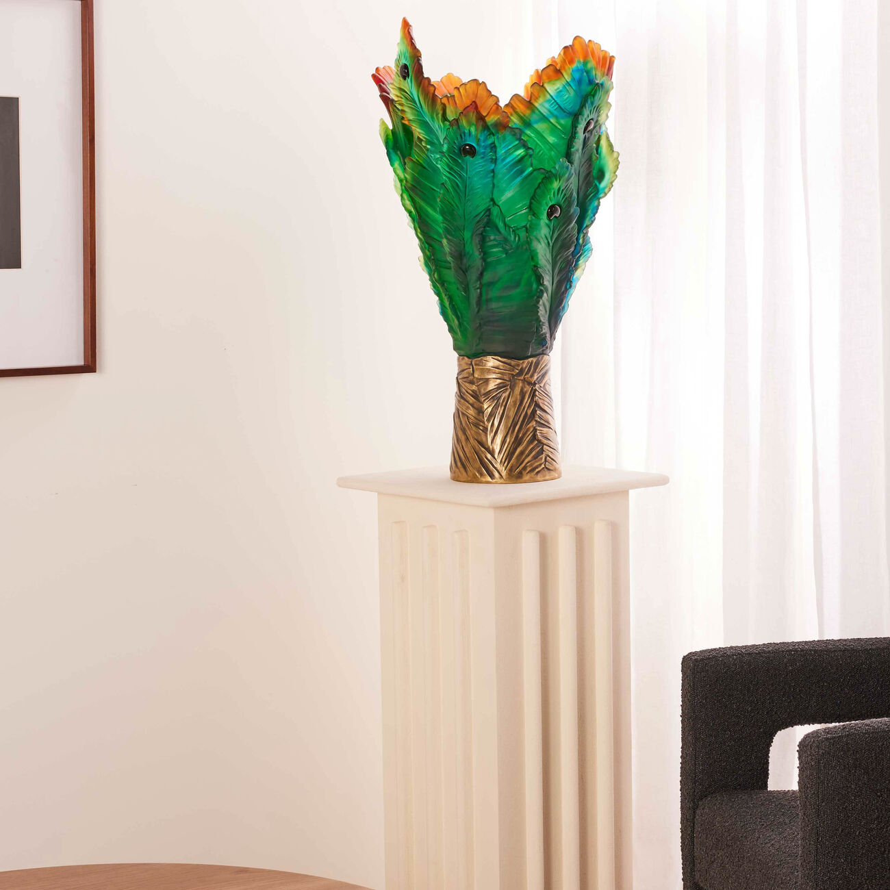 Fleur de Paon Vase Extra Large Green daum fleur de paon vase extra large green