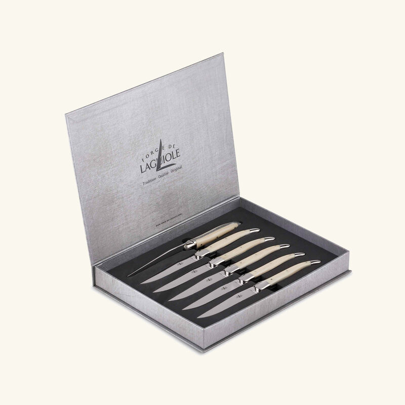 Acrylic Handle Table Knife Black Set of 6 forge de laguiole acrylic handle table knife black set of 6