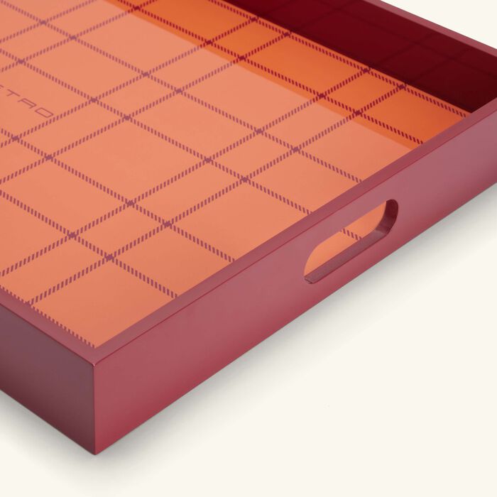 etro tartan tray rectangular large red